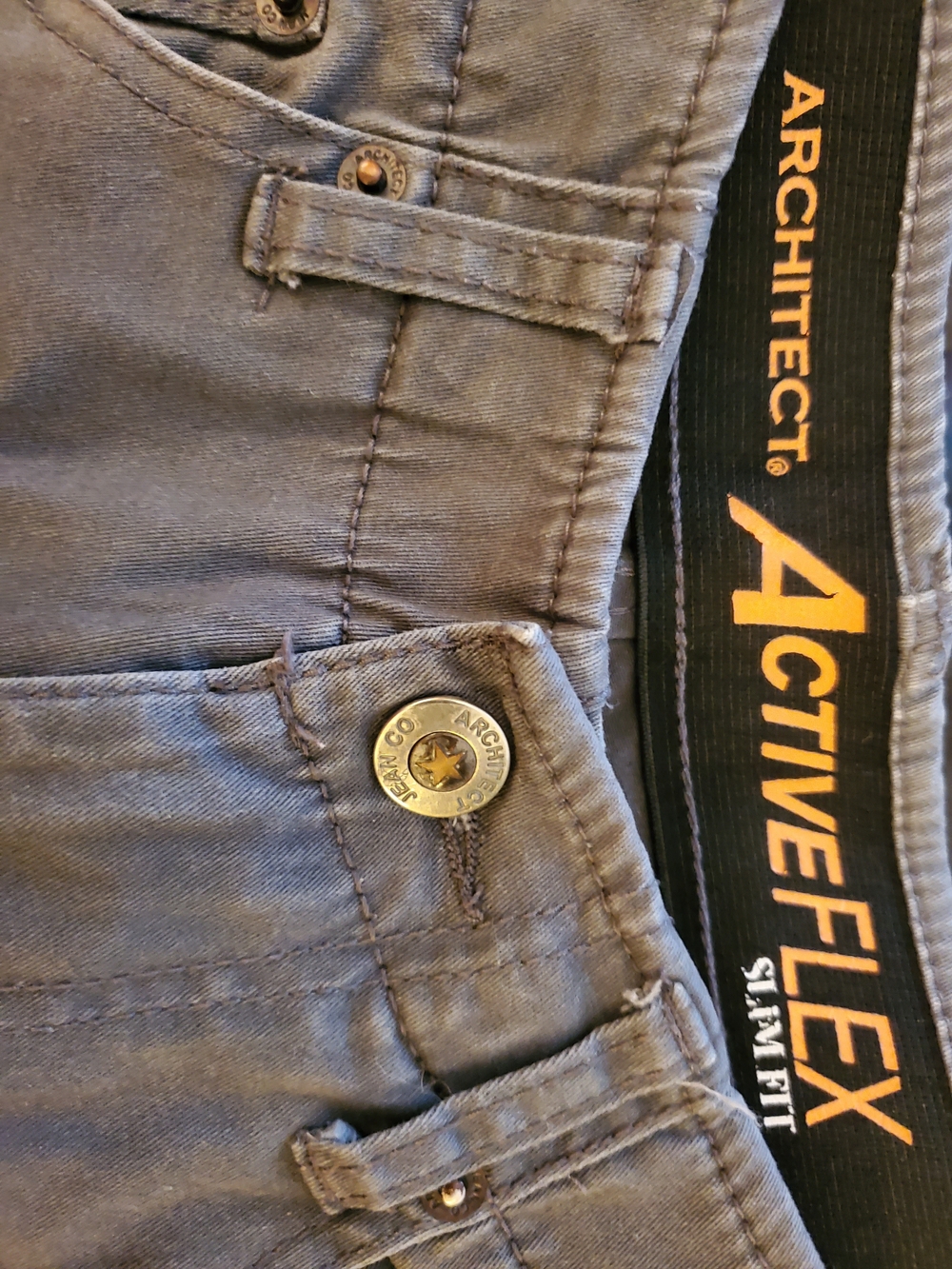 ARCHITECT gray ActiveFLEX slim cargo pants with orange logo trim